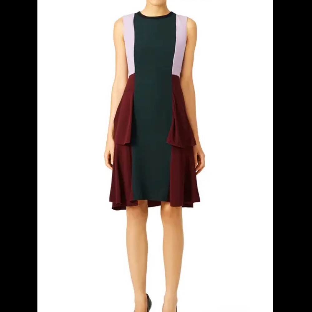 Marni silk color block drop waist dress